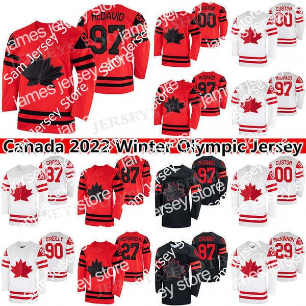 Hokey Formaları Kanada Takımı Kış Olym Jersey 97 Connor McDavid 87 Sidney Crosby 16 Mitch Marner 21 Brayden Point 29 Nathan MacKinnon 37 Patrice