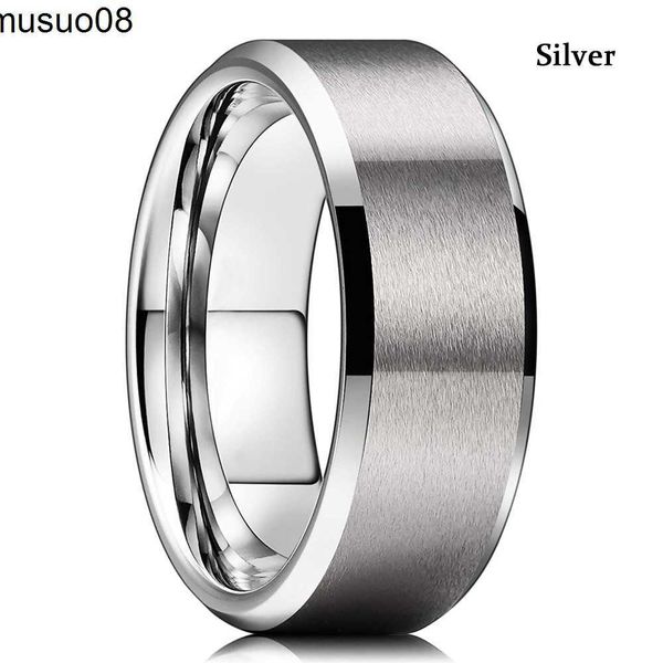 Banda de anel de grife anéis clássicos de 8mm de tungstênio preto anéis de casamento duplo ranhura dupla ganga de aresto padrão de tijolo de tijolos de aço inoxidável para homens