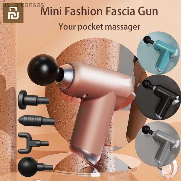 Mijia Eco-chain New LCD Mini Fascia Gun Pistola per massaggio cervicale Massaggio per rilassamento muscolare 4 Teste per massaggio Home Office Relax L230523