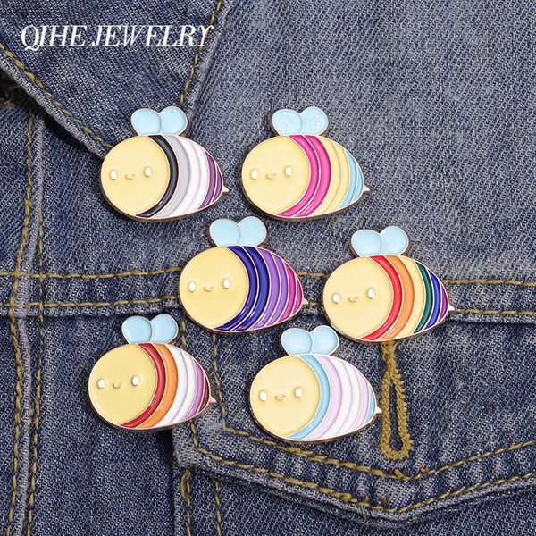 LGBT Emaille Pin Brosche Niedliche Biene Benutzerdefinierte Abzeichen Revers Regenbogen Tiere Rucksack Hut Freundschaft Frauen Geschenk Zubehör Großhandel