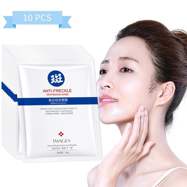 Face 10pcs Whitening -Sommersprossen entfernen Sie feuchtigkeitsspendende Gesichtsmaske Hautpflege Antiagiermasken Glätten Hydratationsgesichtsmaskenbleche