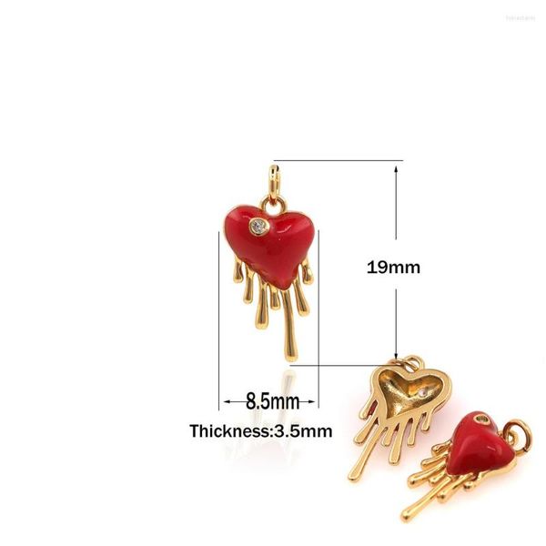 Charms esmalte o pingente de coração fluido do dia dos namorados Presente de 18K colar de ouro de cobre, adequado para produtos de jóias feitos à mão