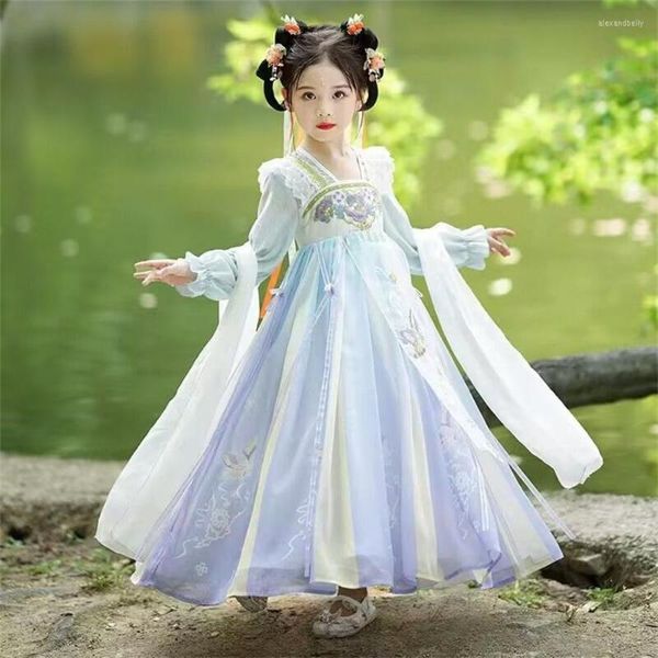 Bühnenkleidung 3-10-12 Weihnachtskleid für Mädchen Kinder Stickerei Kleid Kleider Chinese Folk Kinder Hanfu Party Prinzessin Kostüme Fee Cosplay