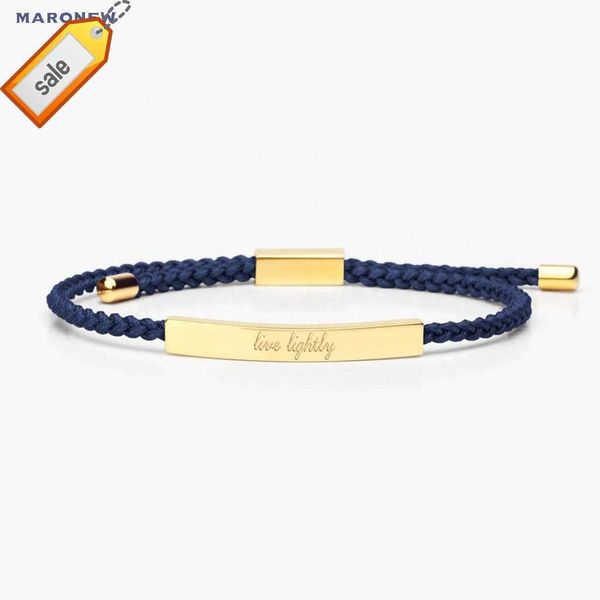 MARONEW Edelstahl-Webseil, individuelles Charm-Gravur-Nylon-geflochtenes Gold-ID-Armband für Herren und Damen, Armreif, Schmuck