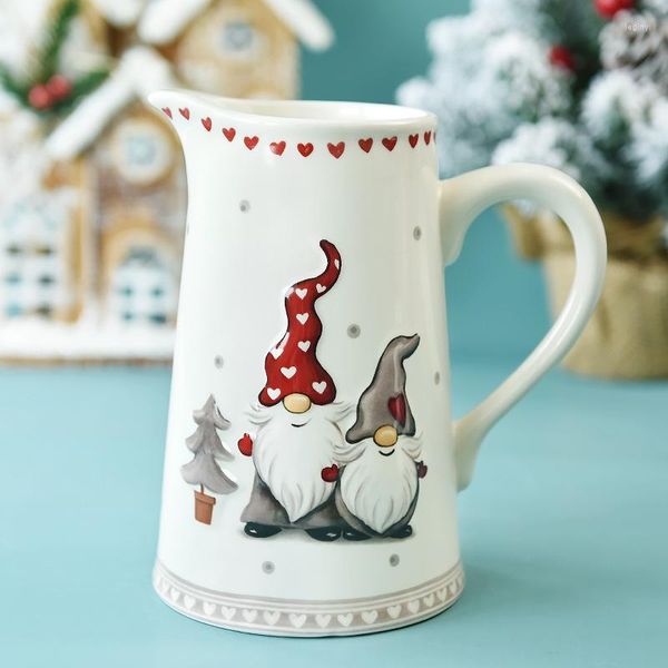 Tazze Creative Christmas Water Cold Pot Set Nordic Grande capacità Ceramica Scoperto Rilievo Utensili per bere per la casa