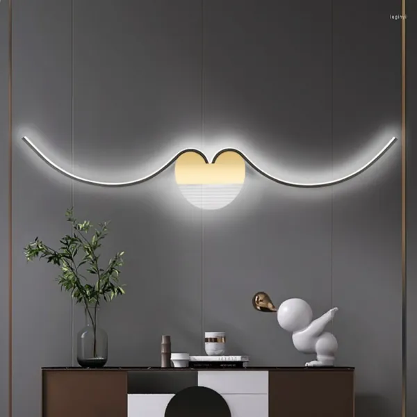 Luminária de parede Nordic Designers Tipo bigode Luxo Decoração para casa quarto Fundo de cabeceira Flats Criativo Luminária LED