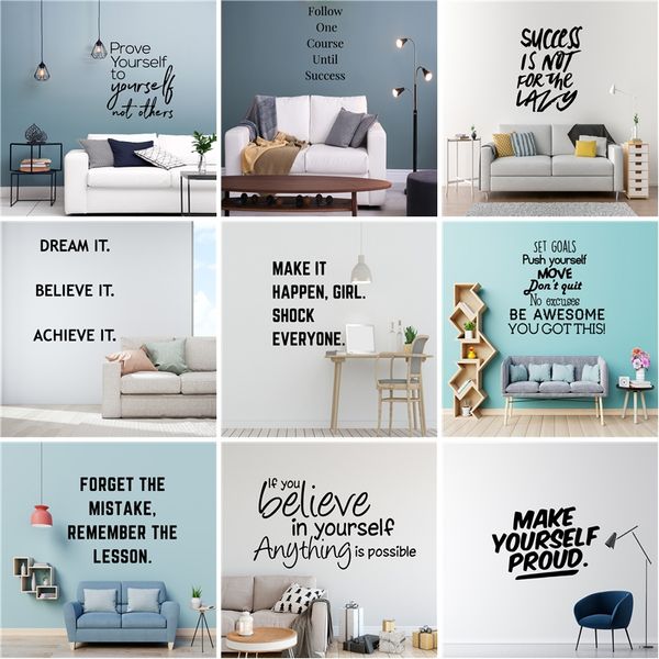 20 Stile Traumphrase Motivation Zitate Vinyl Wandaufkleber für Büro Raumdekoration Wandbild Kinder Schlafzimmer Dekor Wohnzimmer Haus