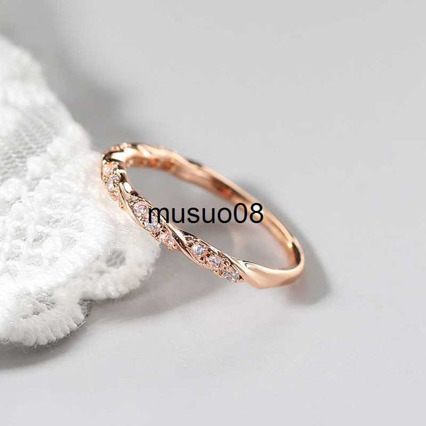 Кольца полосы Zhouyang Slim обручальное кольцо для женщин Простой микро циркон белый золотой цвет Dainty Ring Свадебные подарки модные украшения DZR021 J230602
