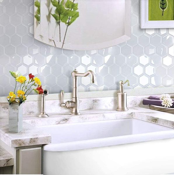 Adesivo de mosaico WODECOR para decoração de casa antimofo papel de parede autoadesivo para cozinha descascar e colar ladrilhos de parede