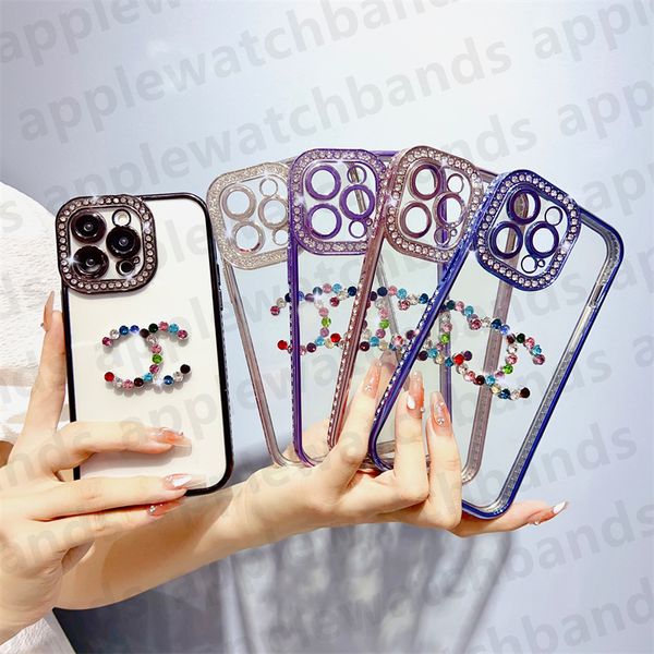 Custodia per telefono Designer Glitter Custodia per iPhone per iPhone 14 Pro Max 13 12 11 Luxury Color Bling Sparkling Rhinestone Diamond Jeweled 3D Crystal Women Clear Mobile Cover