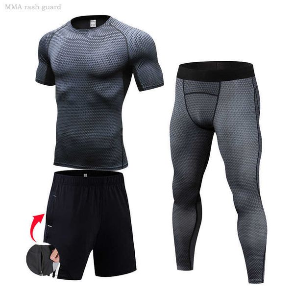 Tute da uomo T-shirt da corsa da uomo Quick Dry Compression Sport Top Palestra Fitness Run Camicie T-shirt Abbigliamento sportivo Estate Tinta unita Set da allenamento Uomo J230601