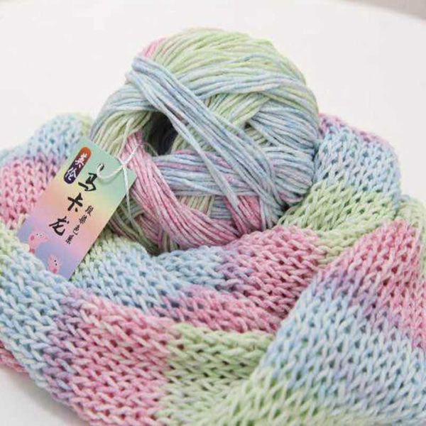 Garn 50 g/Knäuel Baby-Regenbogen-Baumwolle, verwendet für manuelles Stricken, gehäkeltes Wollgarn, gefärbt und umweltfreundlich gefärbtes gestricktes Kindergarn P230601