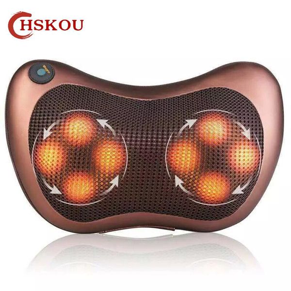 Relaxamento hskou cabeça massagem travesseiro relaxar vibrador elétrico ombro para trás aquecimento amassar terapia infravermelha shiatsu pescoço massageador