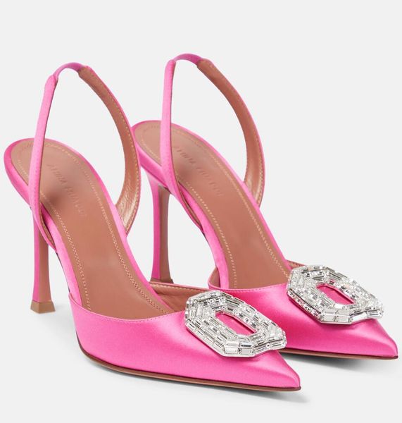 Top Luxury Amina Muaddi Camelia Sandali Scarpe a punta Décolleté da donna Fibbie in cristallo Tacchi alti Festa Nuziale Calzature all'ingrosso Walking