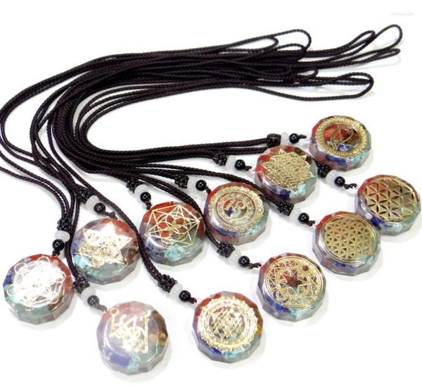 Подвесные ожерелья натуральный тигр глаз бирюзовый камень ретро красочные чипсы чакра оргону