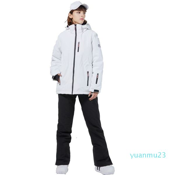 Outros artigos esportivos Pure White Ski Jackets Strap Pant Use roupas de snowboard de roupas de snowboard lades trajes de inverno à prova de vento à prova d'água para menina