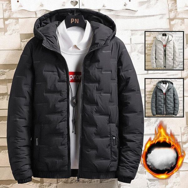 Herrenjacken Herren Winter Dickes Fleece Warme Entendaunenjacke Ski Schnee Kapuze Puffermantel Parka Gesteppt Gepolstert