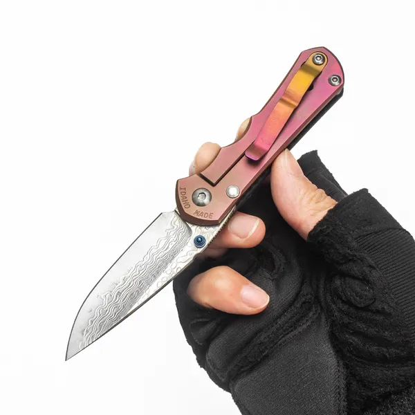 Begrenzte Anpassungsversion Chris Reeve Klappmesser Kleiner Inkosi-Kohlefasergriff Titanrahmen Schleifende Damastklinge Camping Survival Tools Taschen-EDC