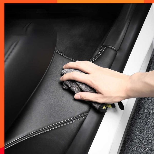 Novo para protetor de soleira da porta traseira do carro para tesla modelo y 2023 assento traseiro de couro anti-sujo tapete anti chute modelo y