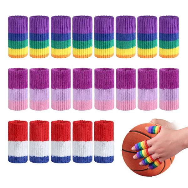 PADS 10pcs Esportes elásticos de mangas de dedos Artrite Suporte para os dedos Guarda de dedos Vôlei ao ar livre Proteção dos dedos de basquete