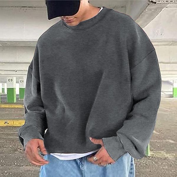 Felpe con cappuccio da uomo Felpe con cappuccio Harajuku Felpe con cappuccio oversize in tinta unita coreana da uomo Casual O Collo Top di base Hip Hop Streetwear