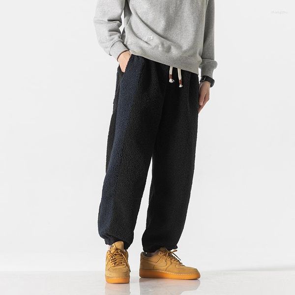 Pantaloni da uomo RunneRs Fleece Harem Warm 2023 Winter Men Addensare Fashion Lamb Casual Male Brand Flaps Wool