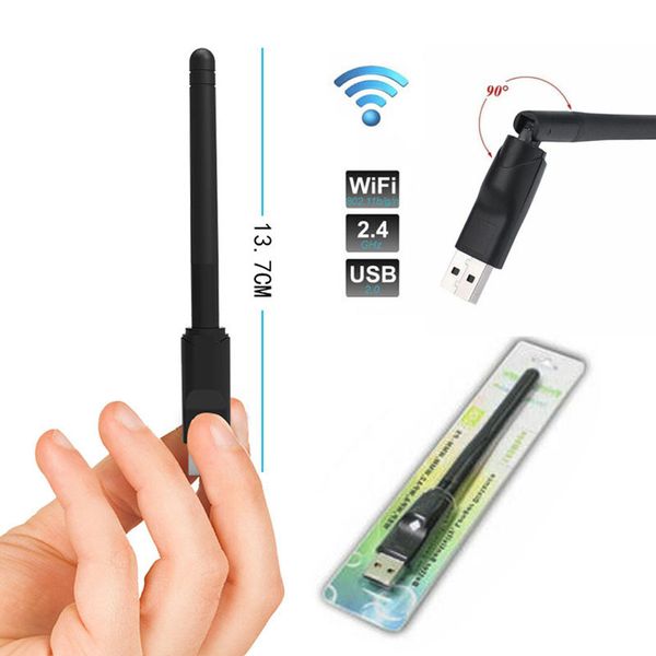 Adattatore WiFi USB 150M MT7601 Scheda di rete wireless con driver gratuito 150mbps Dongle per ricevitore Ethernet per PC IPTV