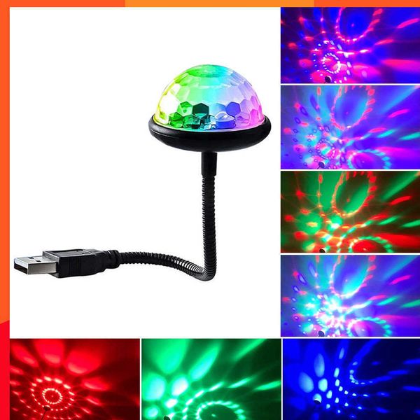 New Lighting Sound Party Auto USB Mini Disco Ball Luzes RGB Multi Color Carro Atmosfera Decorações de Sala Lâmpada Magic Strobe Light