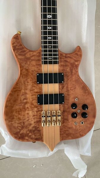 Custom 4 corde Quilt Maple Top basso elettrico manico attraverso il corpo 24 tasti