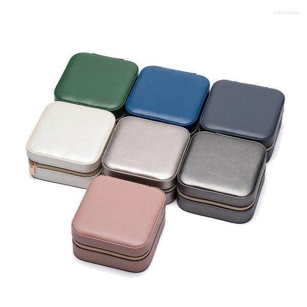 Sacchetti per gioielli Mini organizer quadrati multicolori Anelli portaoggetti Espositore per collana Custodia per gioielli da viaggio in pelle PU Confezione regalo di nozze