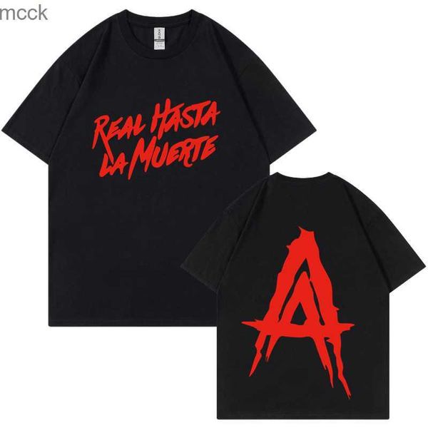 Herren-T-Shirts, Hip-Hop-Streetwear, Anuel AA Real Hasta la Muerte, Herren/Damen, grafische Mode, Rap-Sänger, lockeres Baumwoll-T-Shirt