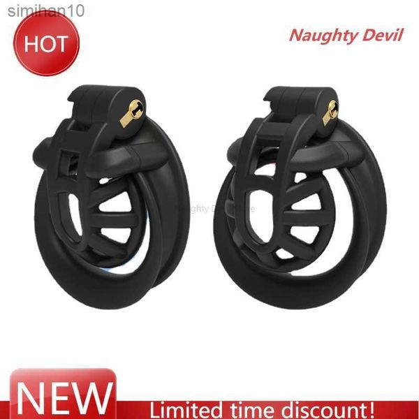 Minus / Plus Cage Dispositivo di castità maschile Anello del pene a doppio arco Cintura per cazzi Giocattoli adulti del sesso per uomo 18+ Sex Shop Chastity Cage L230518