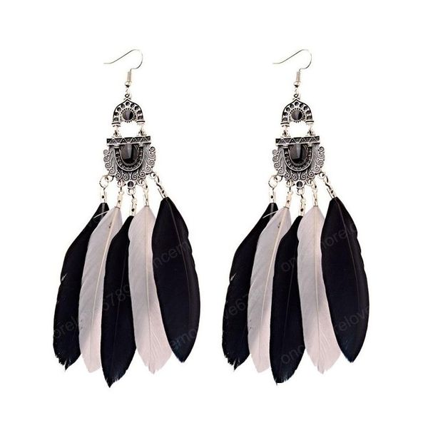 Pendente Lustre Bijoux Feminino Boho Brincos Vintage Feather Tassel Para Pendientes Mujer Estilo Étnico Jóias Ciganas Indianas Drop Del Dhiar