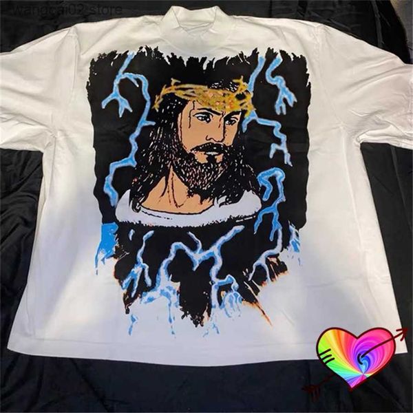 Мужские футболки 2022 Свободная подходная футболка Иисус-это король футболка, мужчины, женщины 1 1 Высококачественный Чикаго Иисус Графический воскресный служение-хип-хоп T230602