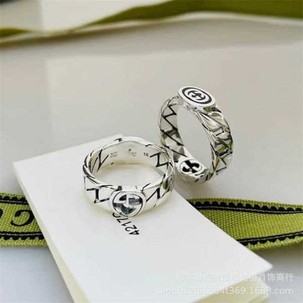 Tasarımcı Mücevher Bilezik Kolye Yüzüğü At Sıralı Halat Zinciri Siyah Emaye 925 Erkek Kadınların Aynı Stil Çift Yüzüğü