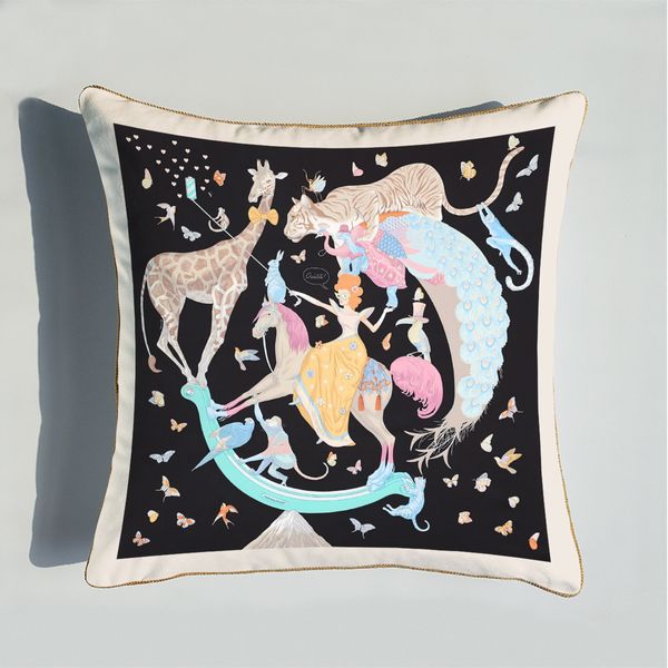 Top Luxury 45*45 см оранжевой серии Series Coashing Coashs Horses Flowers Print Pillow Cover Cover для домашнего дивана