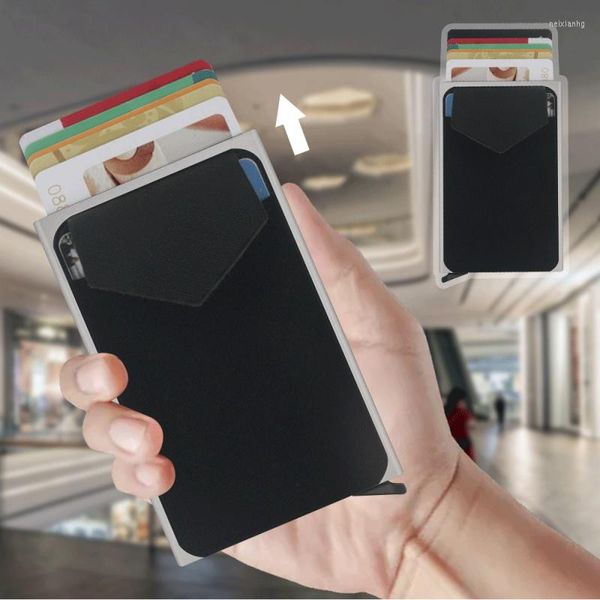 Постилочные наборы наборов алюминиевых карт Владелец RFID Автоматическая банковская коробка Smart Quick Release Women Women Wallet Mini Car Package