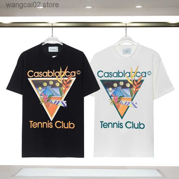 Camisetas Masculinas Castle Night Print 23ss CASABLANCA Tennis Club T-Shirt Masculino Feminino Streetwear Oversize Camiseta Manga Curta T230602