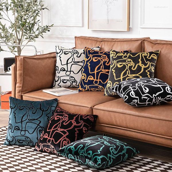Travesseiro Abstrato Geométrico Listrado Travesseiros Decorativos Simples Estilo Nórdico Cor Sólida Fronha Casa Sofá Capa de Cadeira
