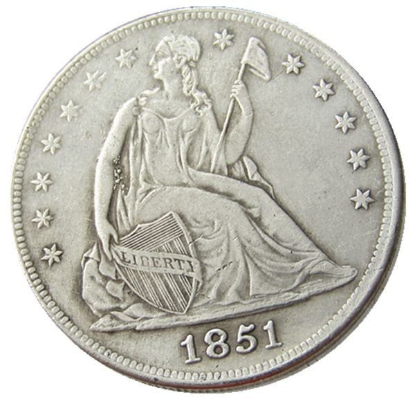Cópia banhada a prata do dólar da liberdade de 1851 com sede dos EUA