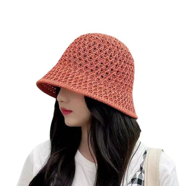 6Pcs Summer Outdoor Knit Sun Protection Hat Hollowed Out Cappello da pescatore