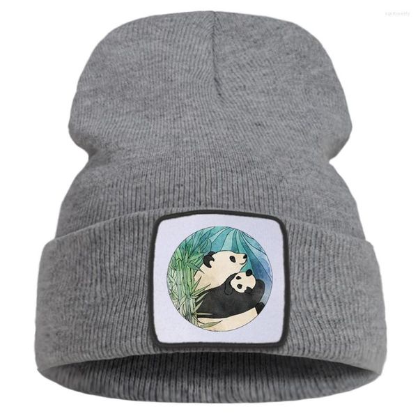 Берец китайский стиль мультфильм Panda Печана зимняя кепка Street Fashion Warm Beanie Caps Простая повседневная унисекс качественная шляпа комфорт