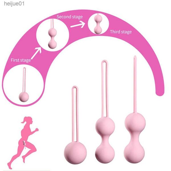 Секс -игрушка массажер Pink Geisha Ball Kegel Vagina Anal Trainer Ball Set 3 шарики унисекс силиконовый массажер Massager Toys для взрослых продукт L230518