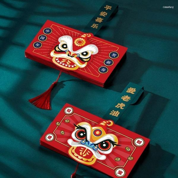 Приветствующие открытки складывают Hongbao Paper Red Conventes Lucky Packet Cute Money Bag Tiger Spring Festival поставляет китайский год