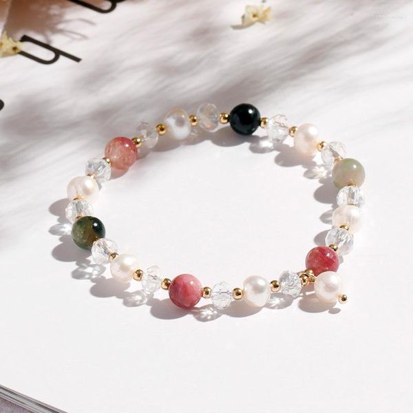 Strand 2023 Crystal Bracelet Female Transit Tourmaline Pearl String For Girlfriend Birthday Gift Jewelry
