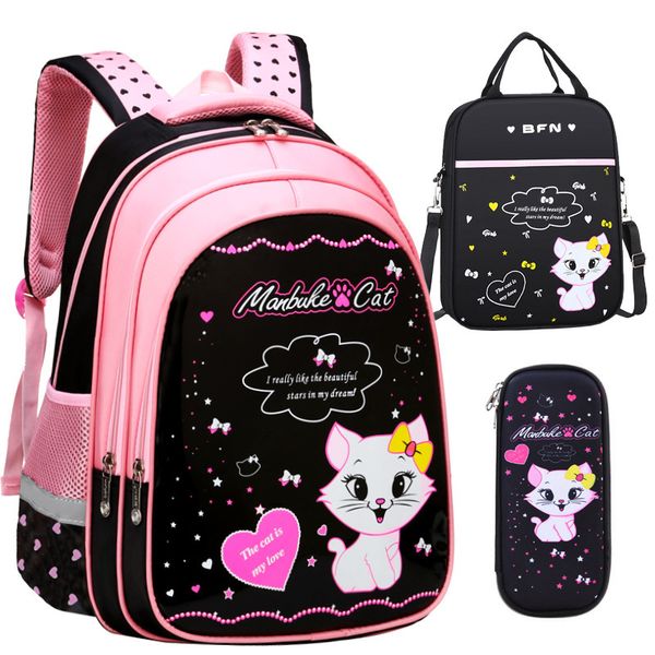Рюкзаки 1-6 детских школьных сумков для девочек для девочек Print School School School School School Backpack Kids School Set 230601