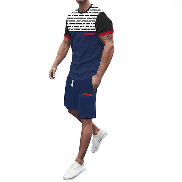 Herren-Trainingsanzüge, modisches Kurzarm-T-Shirt und Shorts-Set für Herren, Sommer-2-teiliges Outfit, Herren-Smoking-Anzug für Party, drei Anzüge