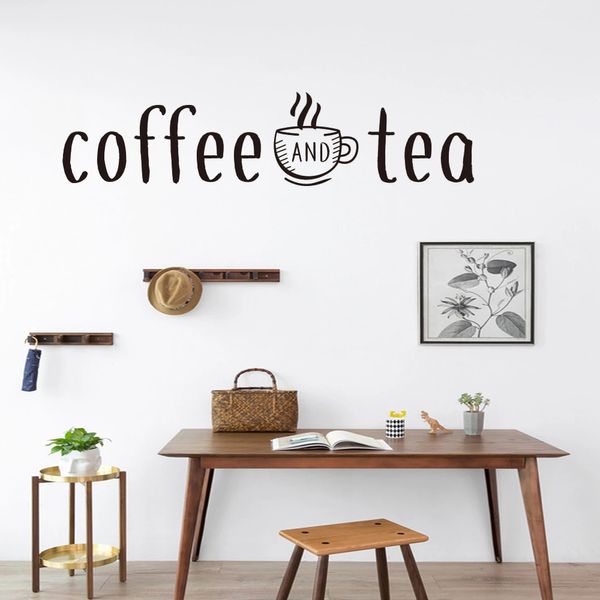 Adesivi murali caffè e tè Decorazione della cucina Decalcomanie murali Home Kitchen Art Design Wall Sticker Coffee Bar Quotes Wall Sticker