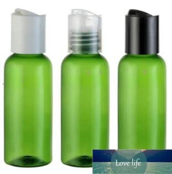 50 pçs/50ml recipiente de garrafas de cosméticos PET vazio verde com tampa de pressão, garrafas de plástico de tamanho de viagem 50cc com tampas de rosca Qualidade superior