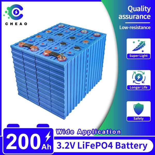 3.2V Lifepo4 200Ah Bateria de Alta Capacidade Substituível LiFePo4 Cells Pack Terno para RV Barco Solar Vento Armazenamento UPS Sistema de Backup